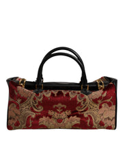 Dolce & Gabbana Multicolor Leather Brocade Velvet Travel Duffle Tote Bag