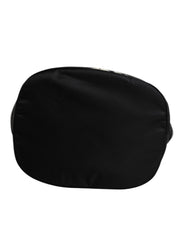 Dolce & Gabbana Black Nylon White Iconic Logo Shoulder Bucket Bag