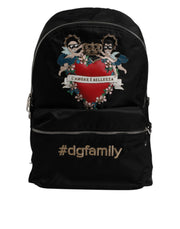 Dolce & Gabbana Black Nylon #DGFAMILY Embellished Backpack VULCANO Bag