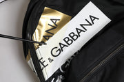 Dolce & Gabbana Black Logo Tape Polyamide School Travel Backpack Bag