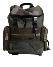 Dolce & Gabbana Military Green Patchwork Travel Backpack Bag