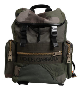 Dolce & Gabbana Military Green Patchwork Travel Backpack Bag