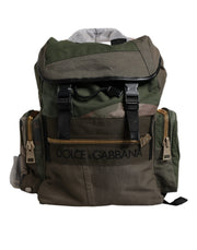 Dolce & Gabbana Military Green Patchwork Travel Backpack Bag