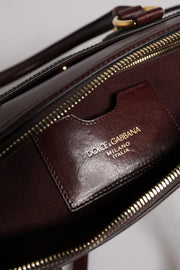 Dolce & Gabbana Brown Leopard Leather Shoulder Strap Duffle Bag