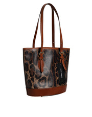 Dolce & Gabbana Brown Leopard Leather Shoulder Strap Tote Bag
