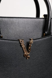 Versace Black Large Leather Top Handle Shoulder Crossbody Bag