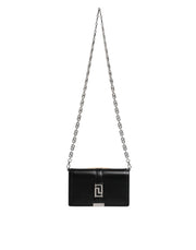 Versace Black Calfskin Leather Chain Strap Shoulder Crossbody Bag