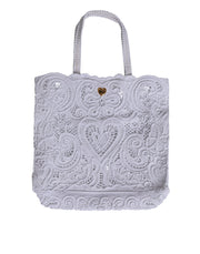 Dolce & Gabbana White Cordonetto Lace Beatrice Tote Shopping Bag