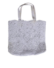 Dolce & Gabbana White Cordonetto Lace Beatrice Tote Shopping Bag