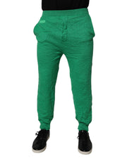 Dsquared² Green Cotton Elastic Waist Men Casual Pants