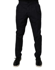 Dolce & Gabbana Dark Blue Cotton Tapered Formal Pants