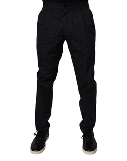 Dolce & Gabbana Dark Blue Cotton Tapered Formal Pants
