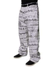 Dolce & Gabbana White Logo Print Straight Men Denim Jeans