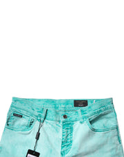 Dolce & Gabbana Green Tie Dye Cotton Skinny Men Denim Jeans