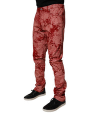 Dolce & Gabbana Red Tie Dye Cotton Skinny Men Denim Jeans