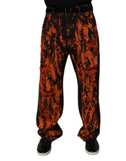 Dolce & Gabbana Black Red Tie Dye Cotton Straight Denim Jeans