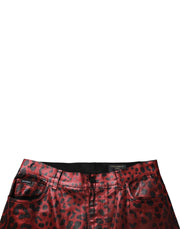 Dolce & Gabbana Red Leopard Cotton Straight Men Denim Jeans