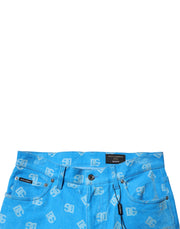 Dolce & Gabbana Blue Logo Monogram Cotton Skinny Denim Jeans