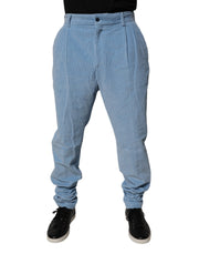 Dolce & Gabbana Light Blue Corduroy Cotton Skinny Denim Jeans