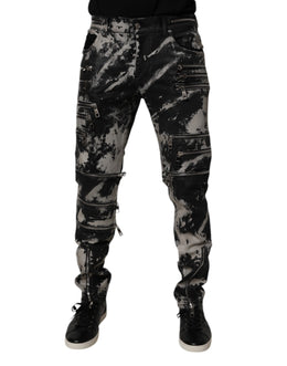 Dolce & Gabbana Black Tie Dye Cotton Skinny Zip Denim Jeans
