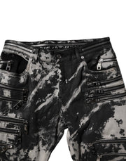 Dolce & Gabbana Black Tie Dye Cotton Skinny Zip Denim Jeans