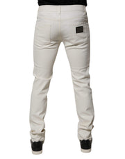 Dolce & Gabbana Off White Cotton Stretch Skinny Denim Jeans