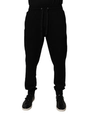 Dolce & Gabbana Black Cotton Mid Waist Jogger Sweatpants Pants