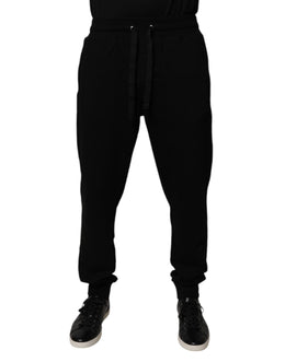 Dolce & Gabbana Black Cotton Mid Waist Jogger Sweatpants Pants