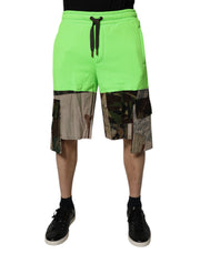 Dolce & Gabbana Green Patchwork Camouflage Men Cargo Shorts