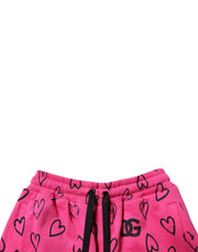 Dolce & Gabbana Pink Cotton Heart Print Bermuda Shorts
