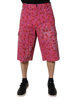 Dolce & Gabbana Pink Cherry Print Cargo Cotton Shorts