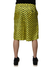 Dolce & Gabbana Green Silk Heart Print Bermuda Shorts