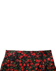 Dolce & Gabbana Black Red Cherry Print Bermuda Cotton Shorts