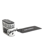 Dolce & Gabbana Black White Leather Scribble Embossed Logo Airpods Case