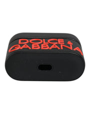 Dolce & Gabbana Black Orange Silicone Embossed Logo Airpods Case
