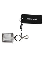 Dolce & Gabbana Gray Black DG Rubber Logo Silver Men's Keychain Keyring