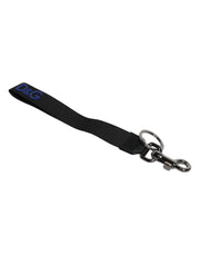 Dolce & Gabbana Black Logo Nylon Silver Brass Men Holder Keychain Keyring