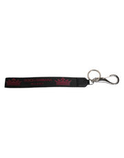 Dolce & Gabbana Black Nylon Logo DG Crown Men's Holder Keychain Keyring