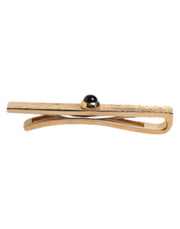 Dolce & Gabbana Black Sapphire Gold Tone Brass Tie Clip Bar