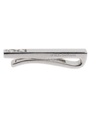 Dolce & Gabbana Silver Tone Brass Logo Branded Tie Clip Bar