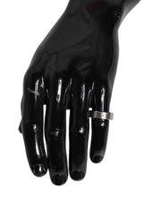 Dolce & Gabbana Silver Tone Brass Clear Crystal DG Logo Ring