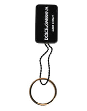 Dolce & Gabbana Gold Tone Brass Red Crystal DG Logo Ring