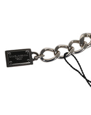 Dolce & Gabbana Silver Tone Brass Bead Dice Logo Embellish Charm Bracelet