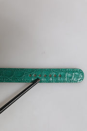 Dolce & Gabbana Green Exotic Leather Gold Tone Metal Buckle Armband