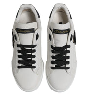 Dolce & Gabbana White Leather DG Logo Low Top Sneakers Shoes