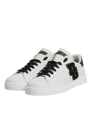 Dolce & Gabbana White Leather DG Logo Low Top Sneakers Shoes