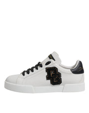 Dolce & Gabbana White Leather DG Logo Low Top Sneakers Shoes