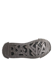 Dolce & Gabbana Black Silver Logo Low Top Men Sneakers Shoes