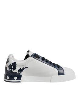 Dolce & Gabbana White Blue Crown Low Top Men Sneakers Shoes