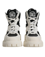 Dolce & Gabbana White Padded Mid Calf Lace Up Boots Shoes